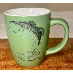 Gander Mountain Al Agnew Painted Green Bass Coffee Mug 1990s-2000s